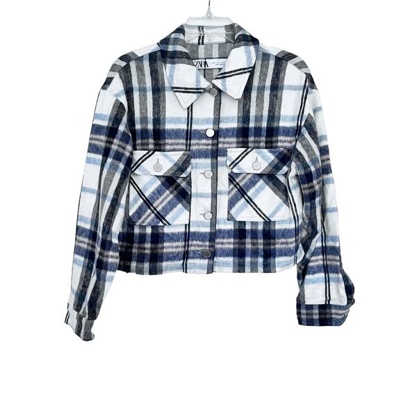 Zara cropped plaid flannel cropped overshirt shacket NWT size Small - Picture 10 of 15